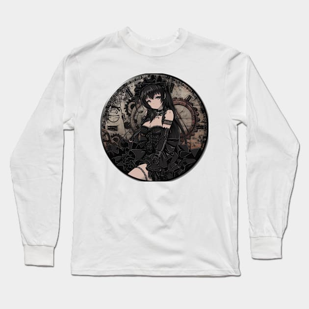 Steampunk Anime Girl Waifu Material Goth Long Sleeve T-Shirt by Vlaa